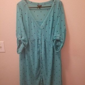 Torrid Size 0 Teal with Hearts Dress